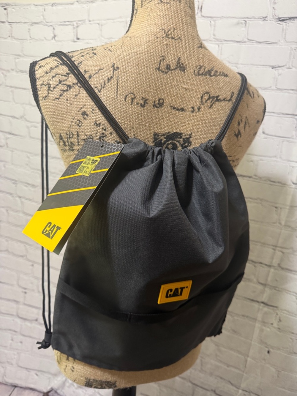 🆕 Caterpillar CAT All Gender Black & Dark Gray Drawstring Backpack